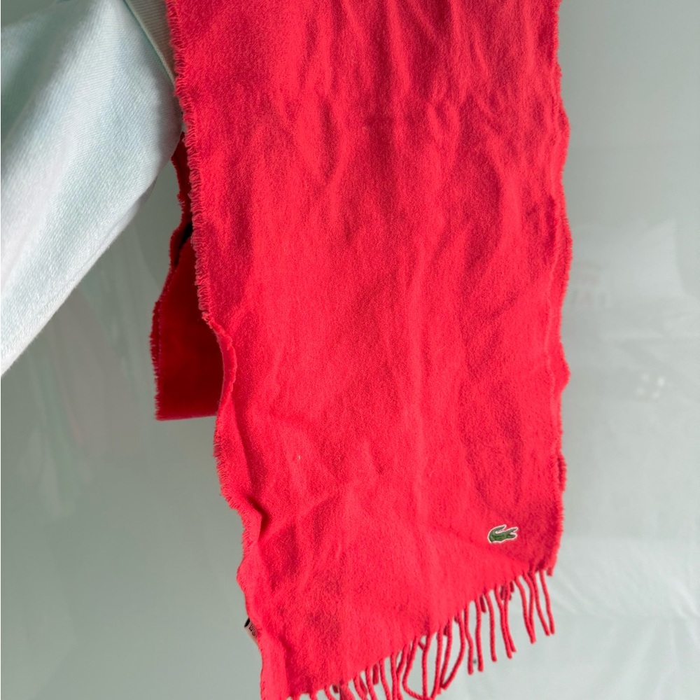 LACOSTE Fringed Scarf with Logo